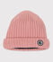 Berretto in maglia bambino foderato in pile riciclato rosa SALINE