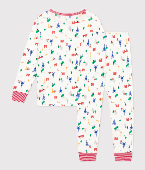 Pigiama bambino fantasia Parigi in cotone bianco MARSHMALLOW/blu MEDIEVAL/ MULTICO
