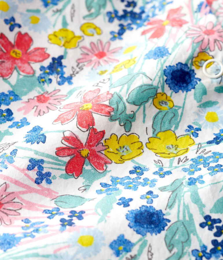 Camicione a manica corta in popeline bambina bianco/multicolore