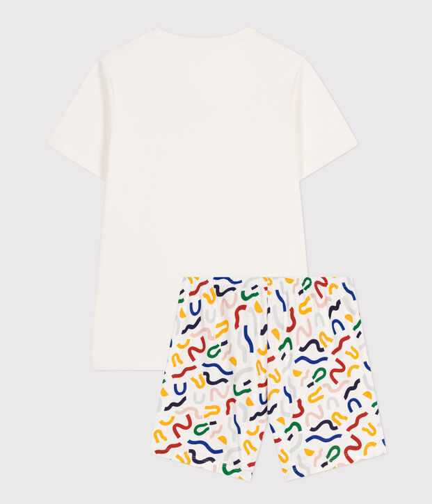 Pigiama short in cotone junior bianco/multicolore