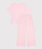 Pigiama in cotone a righe con gamba ampia donna rosa/bianco