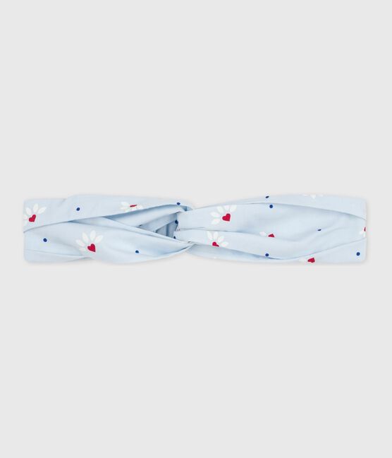 Fascia in popeline con stampa a fiori bambina blu FRAICHEUR/bianco MULTICO