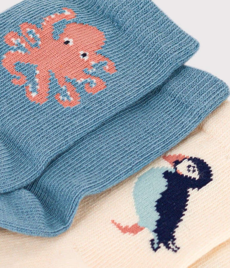 Set di 2 paia di calzini beb&egrave; in jersey di cotone multicolore