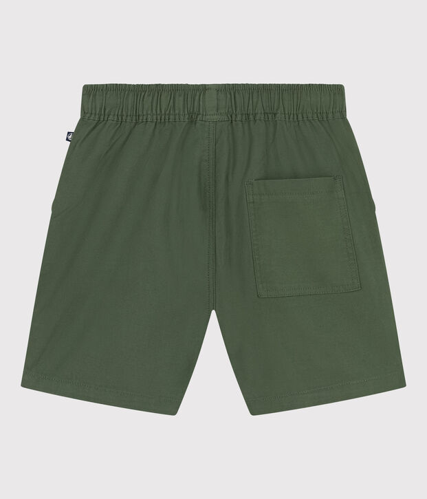 Shorts in twill di cotone e lino bambino verde