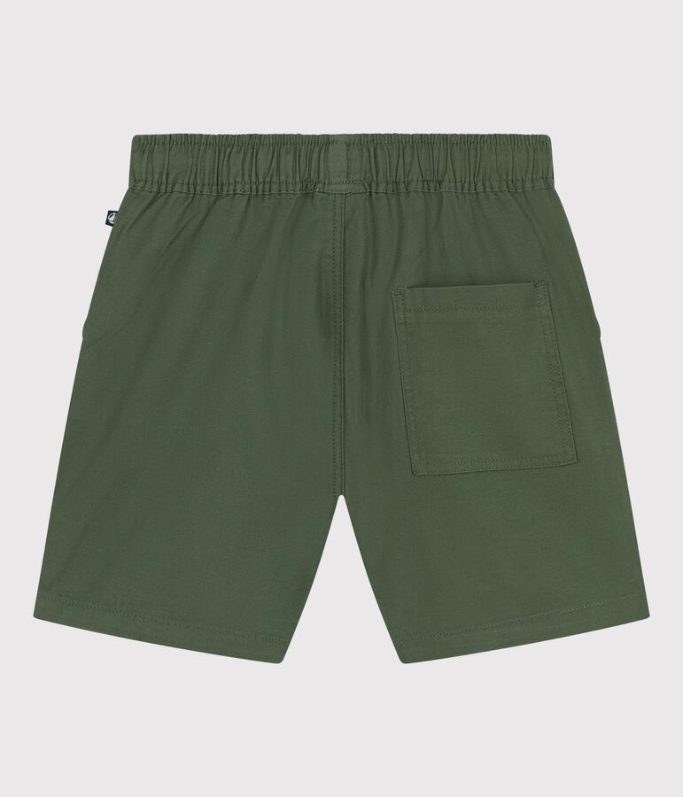 Shorts in twill di cotone e lino bambino verde