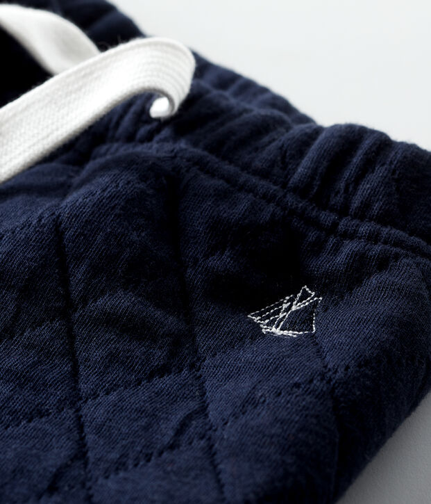 Pantalone in tubique trapuntato beb&egrave; maschio blu