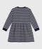 Abito a maniche lunghe in cotone bambina blu SMOKING/bianco MARSHMALLOW