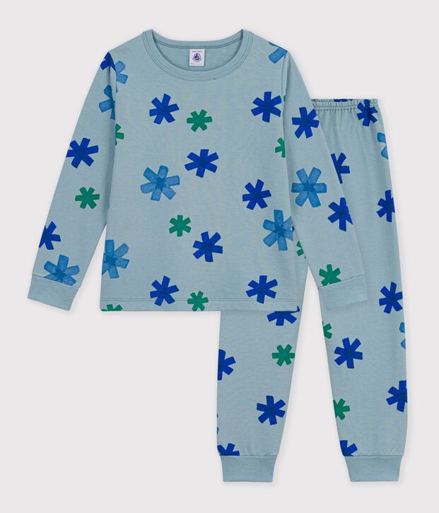 Pigiama bambino in tessuto felpato con fiocchi di neve stampati grigio/multicolore