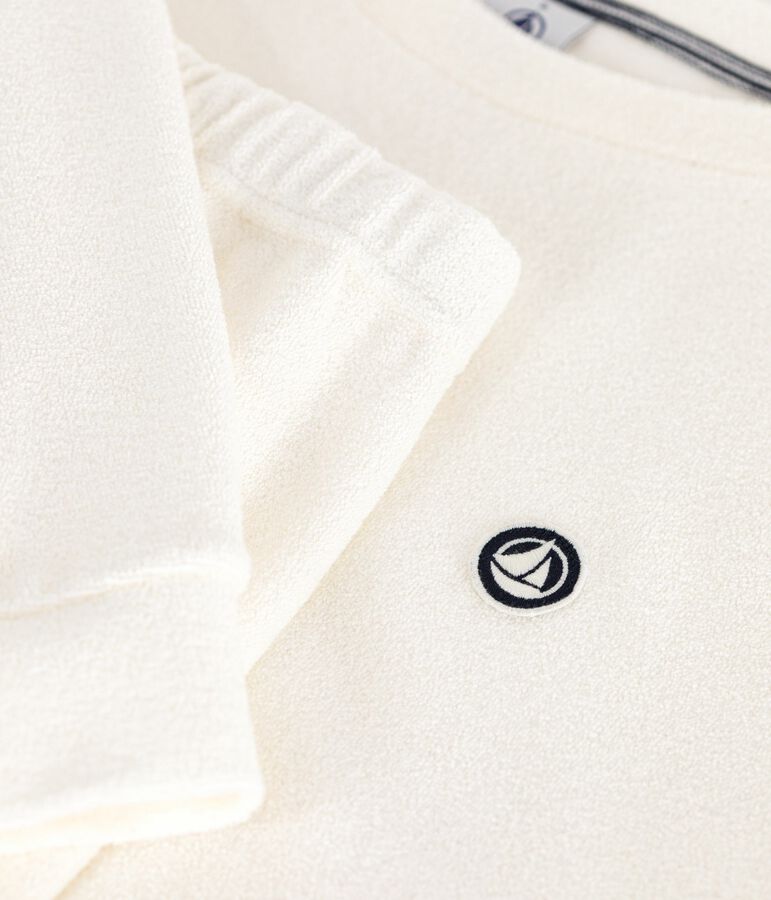 Pigiama in spugna di cotone tinta unita donna ecru