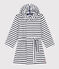 Accappatoio bambino unisex in spugna motivo a righe bianco LAIT/blu MEDIEVAL