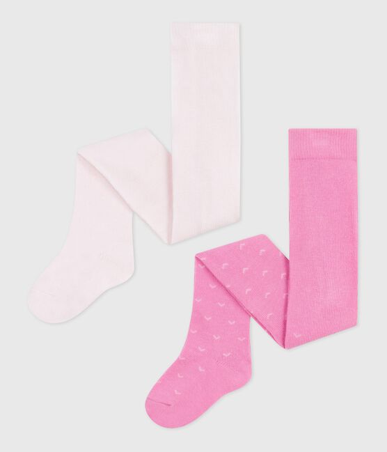 Confezione da 2 paia di collant in jersey di cotone neonata BOUDOIR/ FLEUR