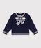 Pullover in misto lana e cotone con fantasia a fiocchi bambino blu/beige