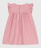 Abito senza maniche in cotone tinta unita con dettagli ricamati sullo scollo neonato rosa CHARME