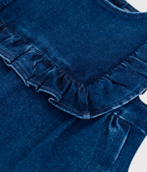 Abito smanicato in denim neonata blu