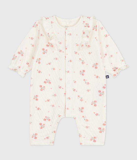 Tutina neonato in cotone a volant con stampa a fiori MILK/ MULTICO