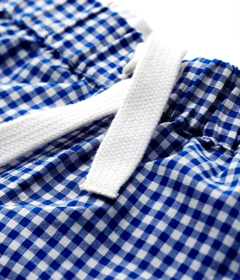 Pantaloncini a quadretti vichy in ordito e trama beb&egrave; maschio blu/bianco