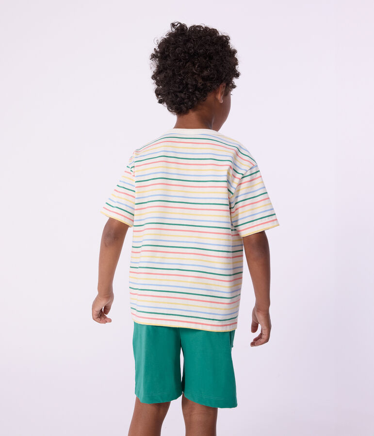 T-shirt a maniche corte in cotone a righe bambino bianco/multicolore