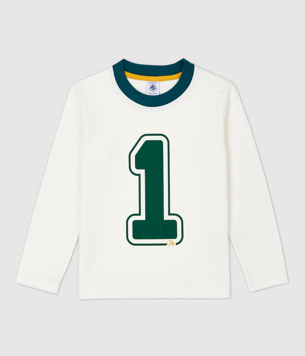T-shirt bambino a maniche lunghe in cotone bianco