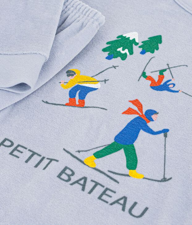Pigiama in ciniglia tinta unita con motivo di sciatori bambino POLAIRE