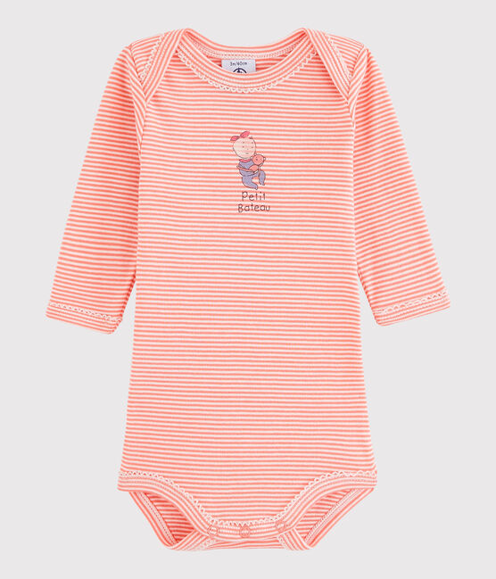 Body manica lunga bebè femmina rosa PEACHY/bianco LAIT