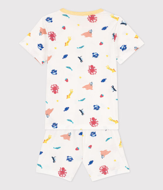 Pigiama bambino unisex in cotone fosforescente bianco MARSHMALLOW/bianco MULTICO
