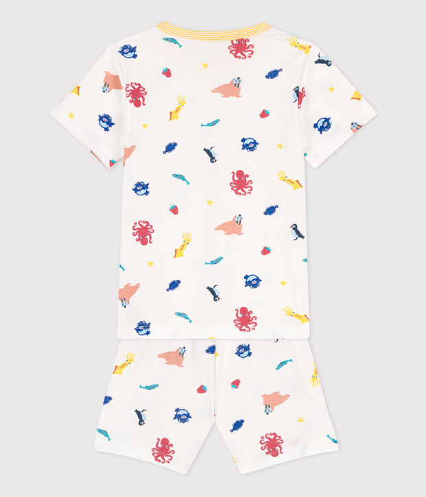 Pigiama bambino unisex in cotone fosforescente bianco/multicolore
