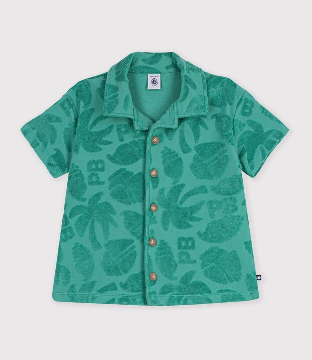 Camicia a maniche corte in cotone bambino verde