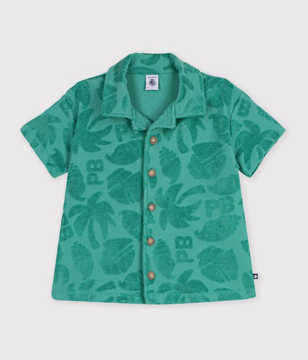 Camicia a maniche corte in cotone bambino verde