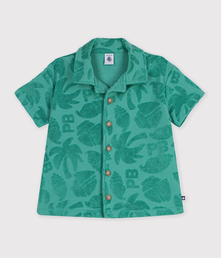 Camicia a maniche corte in cotone bambino verde