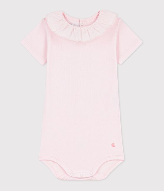 Body con colletto in cotone tinta unita neonata rosa BARELY
