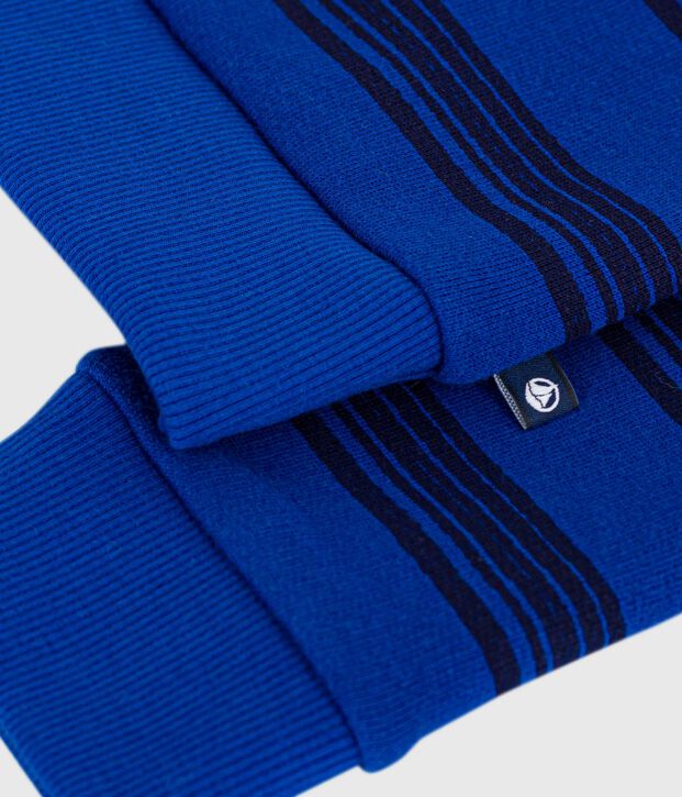 Felpa bambino in cotone a righe blu/blu