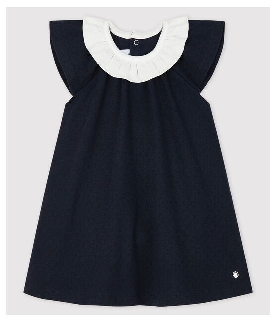 Abito body con colleto a costine bebé femmina blu SMOKING