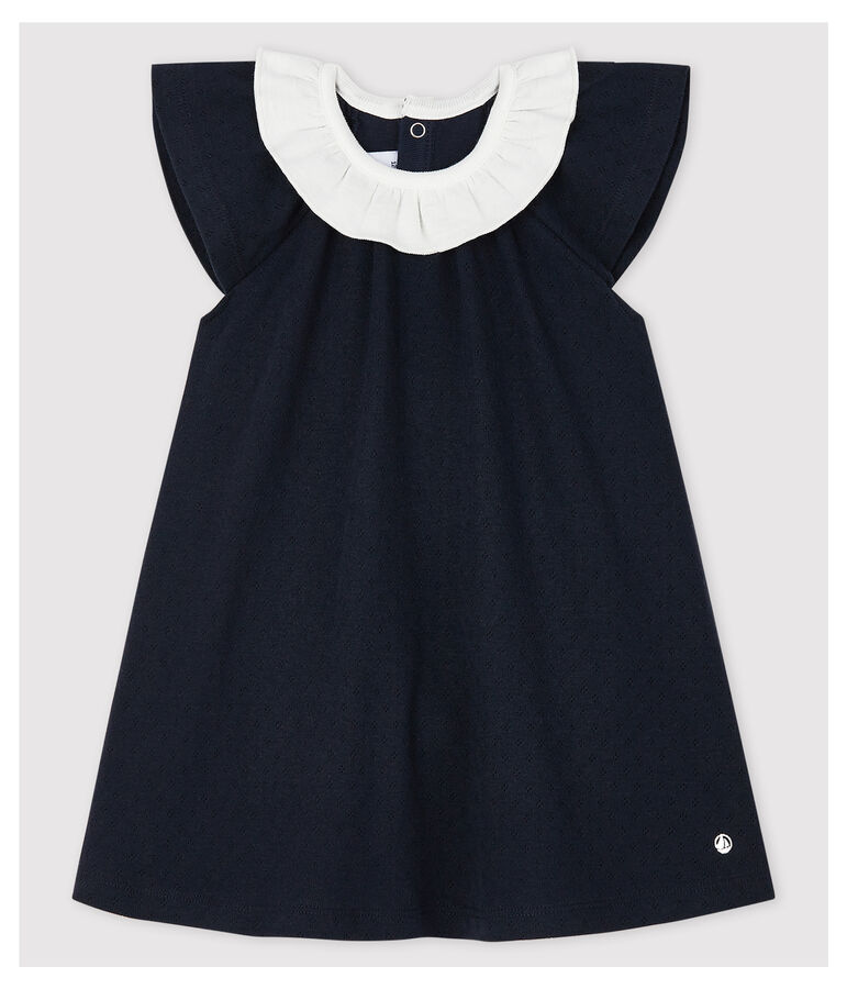 Abito body con colleto a costine beb&eacute; femmina blu