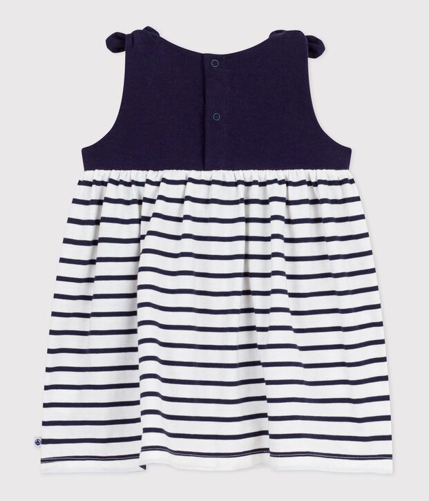 Abito senza maniche in cotone a righe neonata blu/bianco