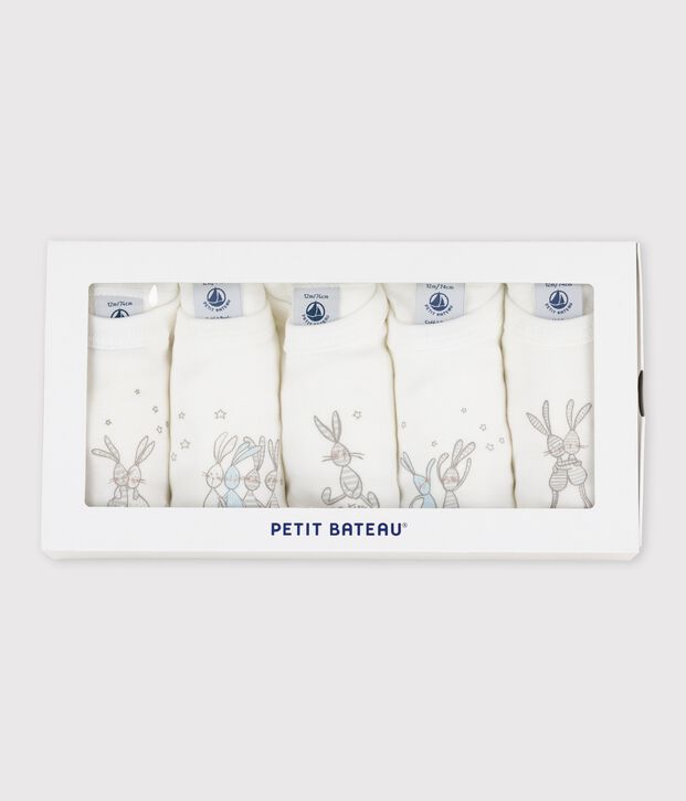 Confezione da 5 body a maniche lunghe beb&egrave; in cotone motivo coniglio multicolore