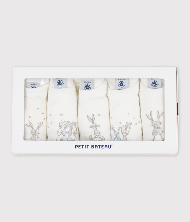 Confezione da 5 body a maniche lunghe beb&egrave; in cotone motivo coniglio variante 1