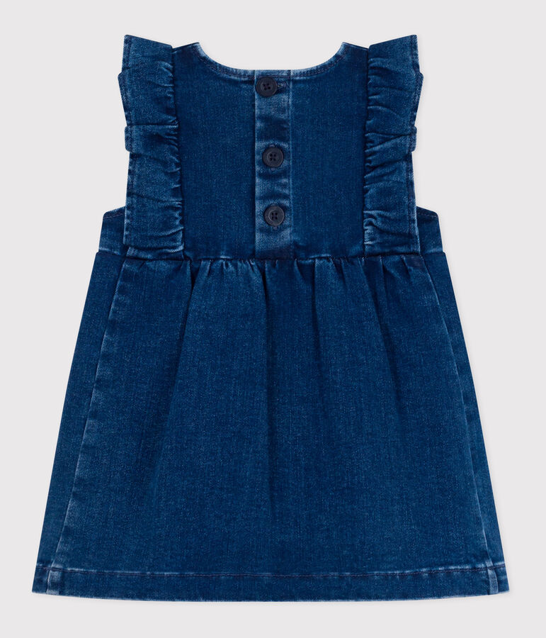 Abito smanicato in denim neonata blu