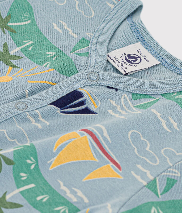 Tuta corta esploratori in cotone beb&egrave; blu/multicolore