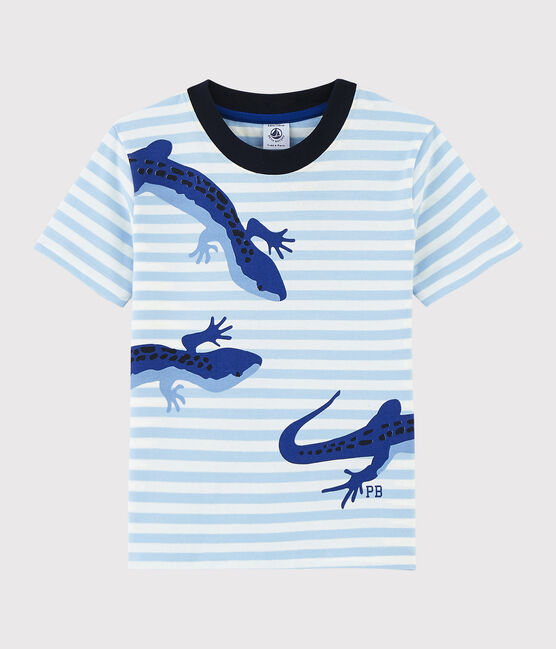 T-shirt maniche corte in jersey bambino blu JASMIN/bianco MARSHMALLOW