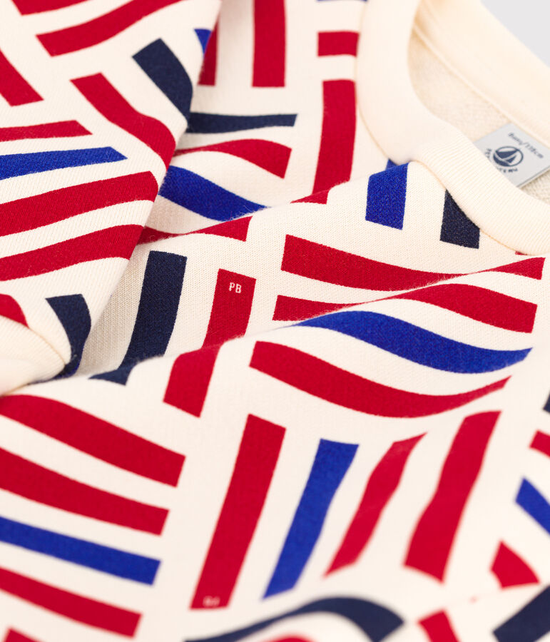 Abito bambina a maniche lunghe in tessuto felpato stampato bianco AVALANCHE/ MULTICO