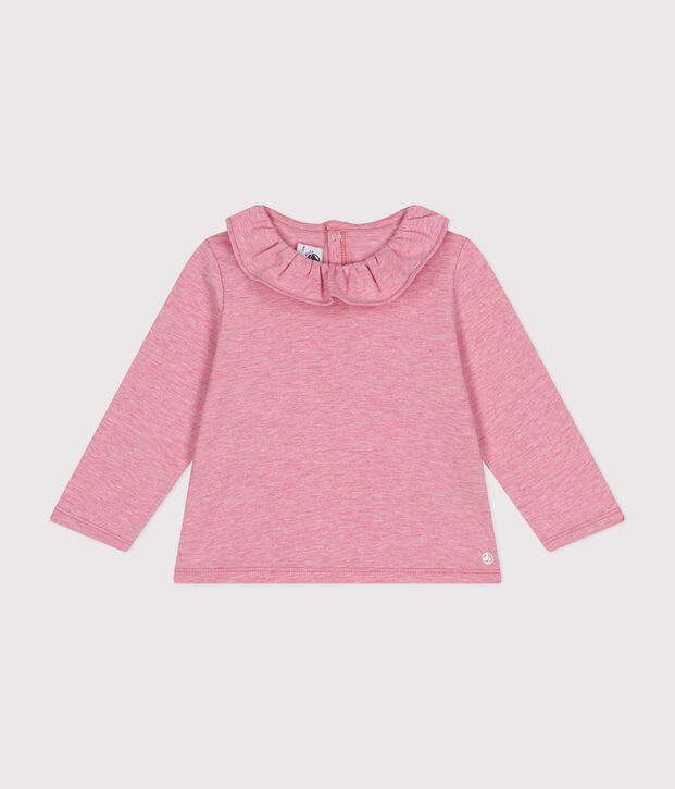 Blusa a manica lunga in jersey per beb&egrave; rosa
