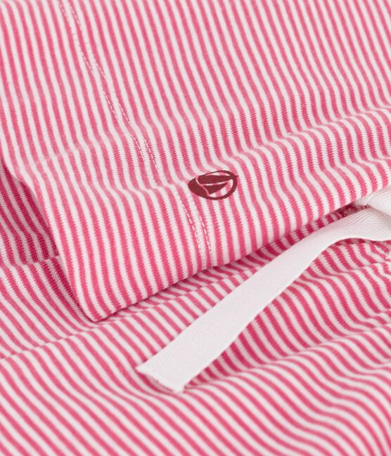 Pigiama a maniche corte e con gamba ampia in cotone a righe bambina rosa PEONIA/ MARSHMALLOW