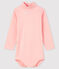 Body manica lunga e collo alto bebè rosa MINOIS/bianco MARSHMALLOW