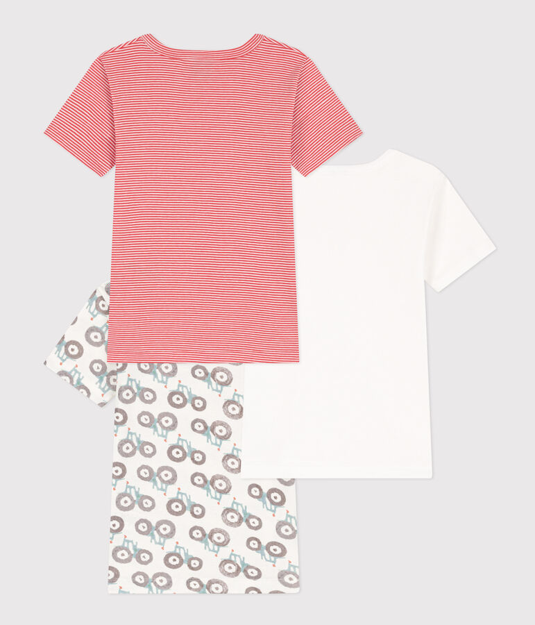 Confezione da 3 t-shirt manica corta bambino in cotone motivo trattore multicolore