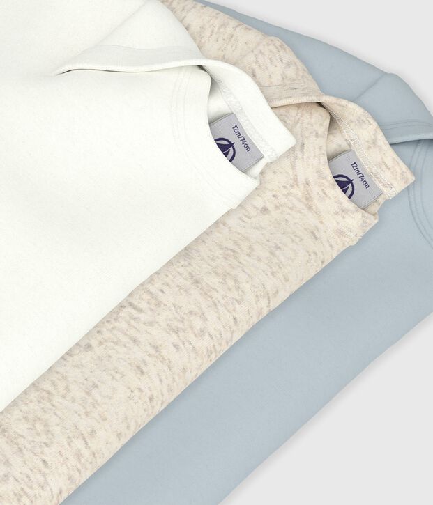 Confezione da 3 body a maniche lunghe in cotone tinta unita multicolore