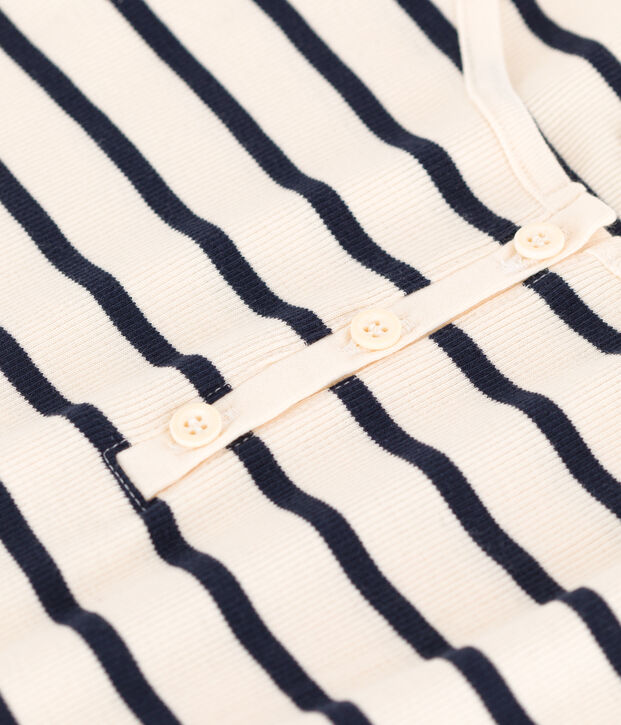 Canottiera con spalline in cotone Donna ecru/blu