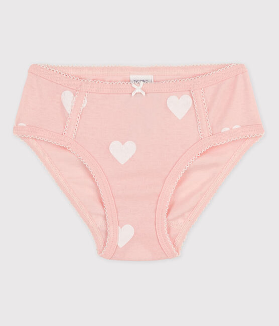 La mutandina in cotone per bambina rosa MINOIS/bianco ECUME