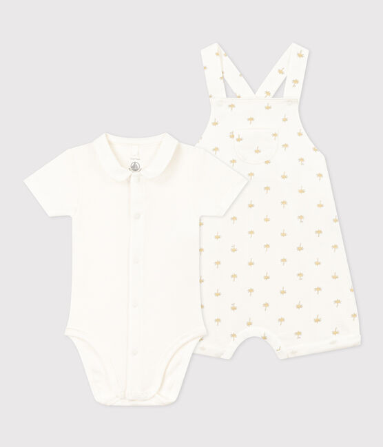 Ensemble salopette et body en coton bébé bianco MARSHMALLOW/bianco MULTICO
