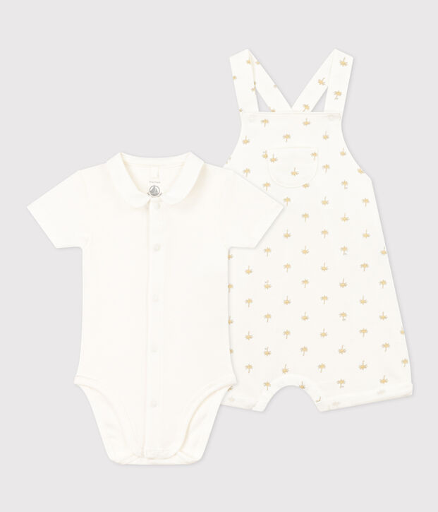 Completo tuta e body in cotone per neonati bianco/multicolore