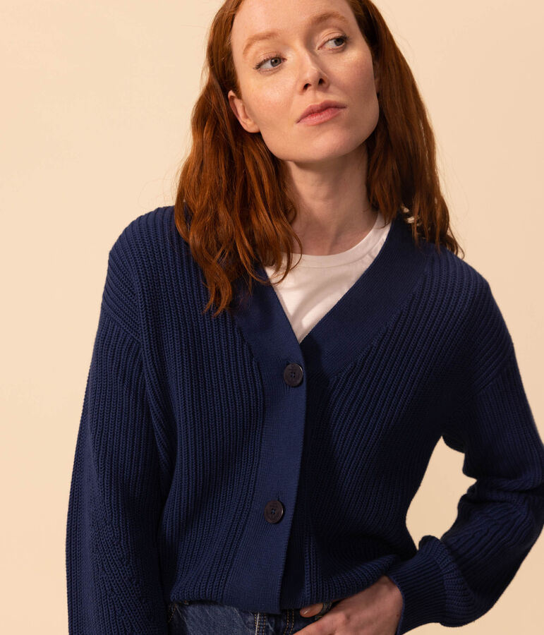 Cardigan a costa inglese in cotone Donna blu INCOGNITO